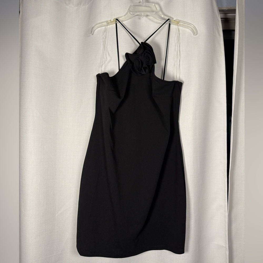 Fashion Nova Gabrie Bodycon Rosette Black Mini Dress XL - Picture 4 of 11